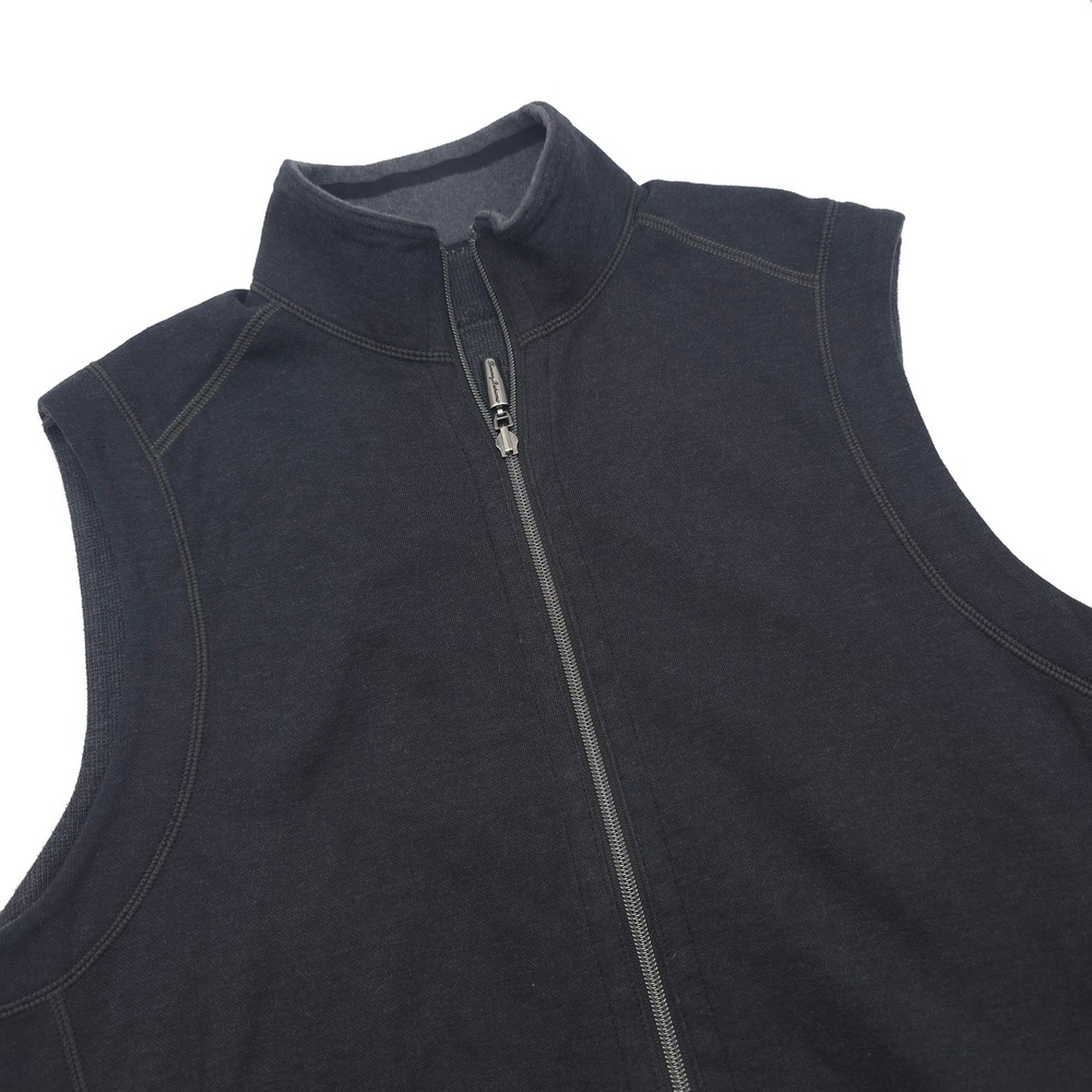 Tommy Bahama Reversible Full Zip Vest Mens Small Charcoal Gray Marlin Logo